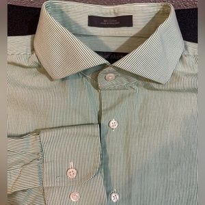 Nordstrom Green Striped Dress Shirt Size 15 1/2 32-33 Men’s Button Up/Down Plaid